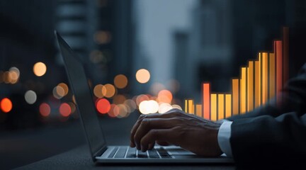 Digital technology, internet network connection, big data, digital marketing IoT internet of things. Man using modern computer surfing internet futuristic innovative technology background - Powered by Adobe