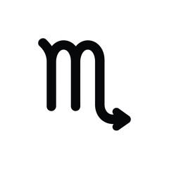 Scorpio zodiac sign symbol in black on white background