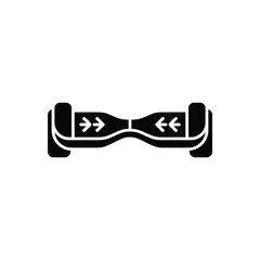 Black silhouette icon of a hoverboard on white background