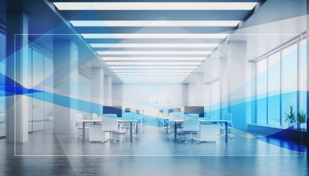Sleek, contemporary office environment integrating advanced digital concepts and connectivity, symbolizing future business innovation and technological progress