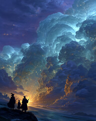 Cosmic Spellcasters Summoning Dimensions at the Edge of the Universe | Painterly Magical Realism Fantasy Art