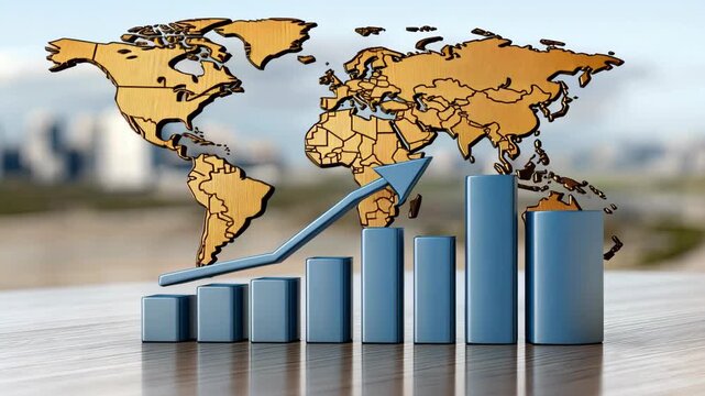 Visual representation of increasing market trends with graphs highlighting growth in emerging economies over a decade