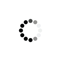 Circular loading spinner with fading dots on white background