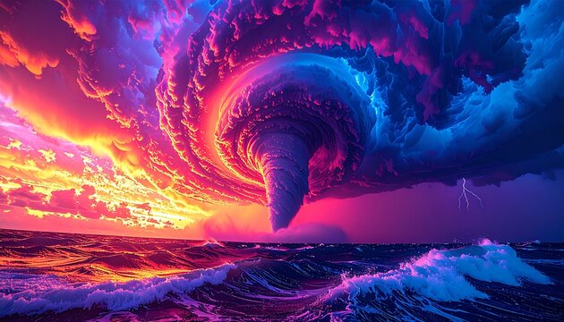 Waves cresting high like mountain peaks