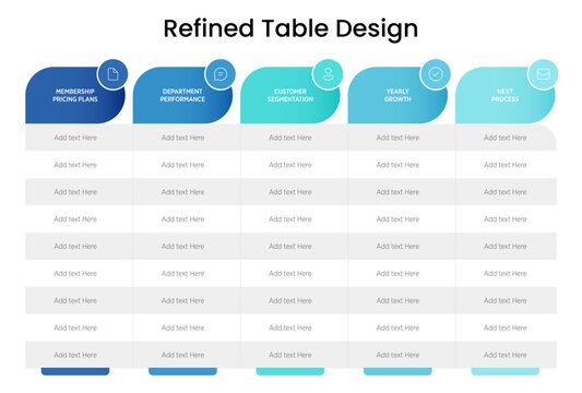Minimal table design for business presentations. Focuses on clarity, structure, and elegance&mdash;ideal for presenting data, workflows, or strategic content effectively.