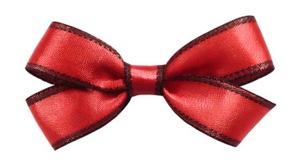 Elegant red ribbon tied into a decorative bow for festive packaging isolated on white background