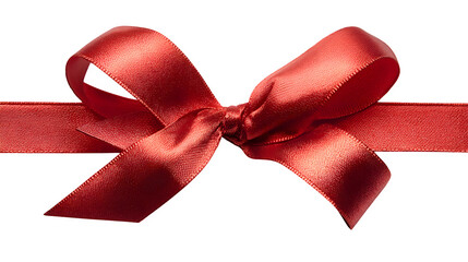 Elegant red ribbon tied into a decorative bow for festive packaging isolated on white background