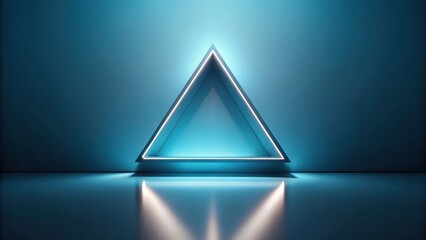 Illuminated Triangular Niche in a Modern, Sleek, and Futuristic Setting with Reflective Floor