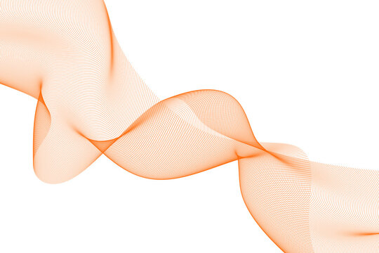 Abstract Orange Wave Line. Flowing Digital Mesh Curve