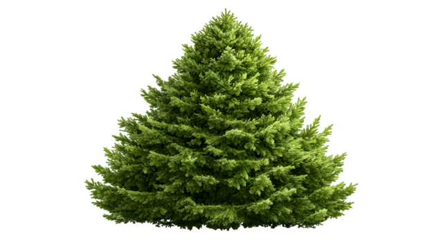 Evergreen Christmas tree illustration in detailed realism isolated on white background