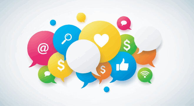 Social media marketing vector concept of communication and networking on white background
