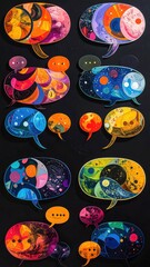 Colorful speech bubbles on dark ground