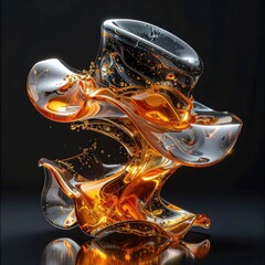Abstract amber liquid in clear glass