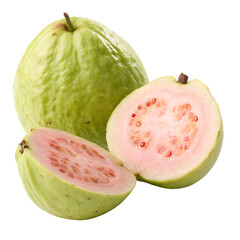 A whole guava fruit isolated on a transparent background
