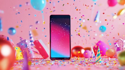 Vibrant Party Decor on Pink Background