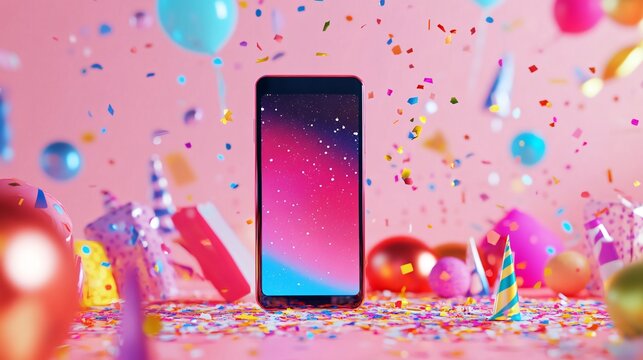 Vibrant Party Decor on Pink Background