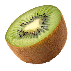 A whole half kiwi isolated on a transparent background
