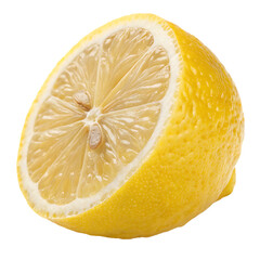 A whole half lemon isolated on a transparent background
