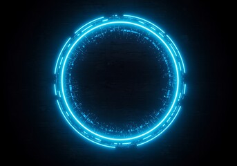 Obraz premium Glowing Neon Circle on Dark Background Represents Innovation and Modern Technology with Futuristic Vibe