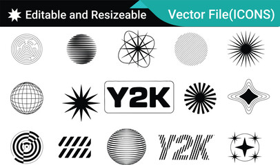 AI and Y2K Inspired Futuristic Tech Icon Collection .