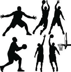 Dynamic Basketball Player Silhouettes Collection .