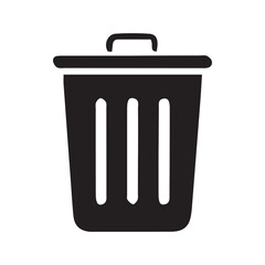 Black Trash Bin Silhouette – Minimalist Icon for Delete, Remove & UI Design