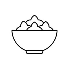Outline drawing of a bowl filled with food items on transparent background silhouette