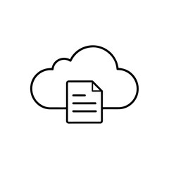 Cloud storage document icon outline vector graphic on transparent background silhouette