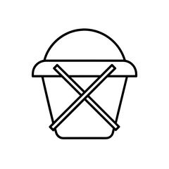 Outline of a bucket with a cross through it symbol on transparent background silhouette