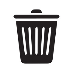 Black Trash Bin Silhouette – Minimalist Icon for Delete, Remove & UI Design
