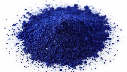 Vivid blue holi powder for festival of colors celebration on white background and indian spring festivities