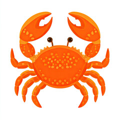 Cute orange crab illustration with claws raised happily