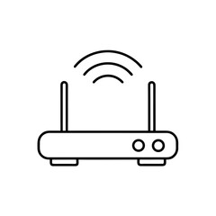 Illustration of a wireless router with antennas up on transparent background silhouette