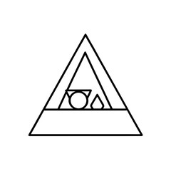 Geometric shapes inside of a triangle outline art on transparent background silhouette