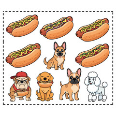 Chicago Hot Dog Vector Clipart Fast Food Graphic for T-Shirt & Logo. Classic American Street Food Illustration. Chicago Hot Dog Vector for Print & Merch Creative Food Design. Cartoon Chicago Hot Dog