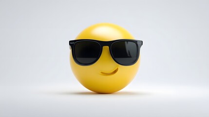 Meticulously Crafted Contemporary 3D Cool Emoji with Stylish Sunglasses on a Crisp White Background for Digital Art