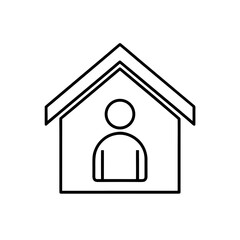 Person inside a house outline vector illustration on transparent background silhouette