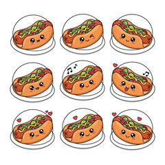 Chicago Hot Dog Vector Clipart Fast Food Graphic for T-Shirt & Logo. Classic American Street Food Illustration. Chicago Hot Dog Vector for Print & Merch Creative Food Design. Cartoon Chicago Hot Dog