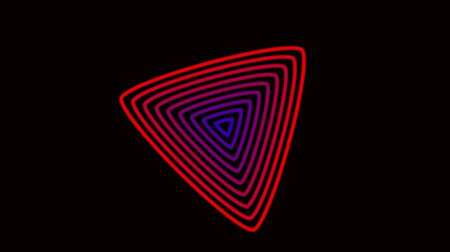 Red neon triangular vortex with glowing motion lines on black background