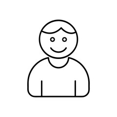 Simple line drawing of a smiling person icon art on transparent background silhouette