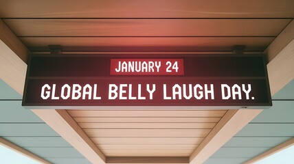 Digital sign announces global belly laugh day on january 24