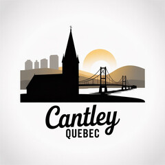Obraz premium Cantley Skyline Silhouette — Scenic Quebec Town Near the Gatineau Hills Vector Illustration