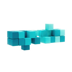 Obraz premium Abstract Teal Cubes Forming Dynamic Geometric Structure on White