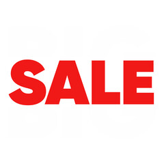 Red BIG SALE Text on White Background on transparent background