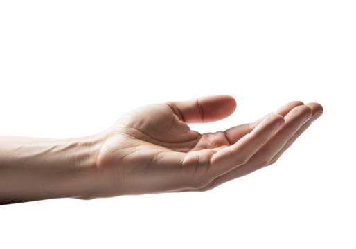 An open human hand reaching out, palm up, as if to receive or offer something