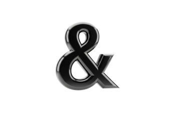 Glossy black ampersand symbol