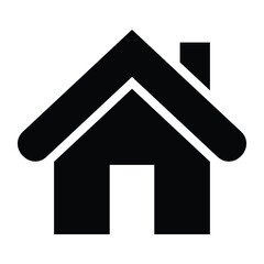 This is a simple black house icon. It represents a home, building, or real estate concept and is commonly used in websites, apps, and user interfaces to indicate a homepage or residential property.