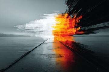 The digital frontier: exploring blockchain and big data. Colorful surrealism. Futuristic blockchain: data streams and digitally interlinked blocks. Surreal composition. Edgy editorial.