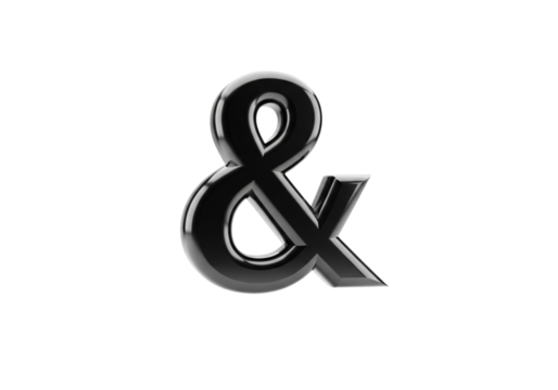 Glossy black ampersand symbol