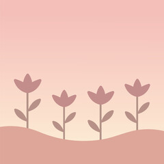 Simple Floral Landscape Flat Vector Illustration